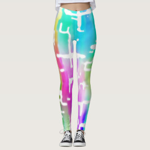 Brightly Coloured Crazy Colourful Abstract Pattern Leggings