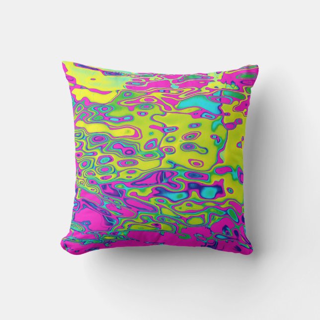 Brightly Coloured Crazy Colourful Abstract Pattern Outdoor Cushion (Front)