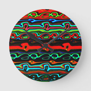 Brightly Coloured Crazy Colourful Abstract Pattern Round Clock