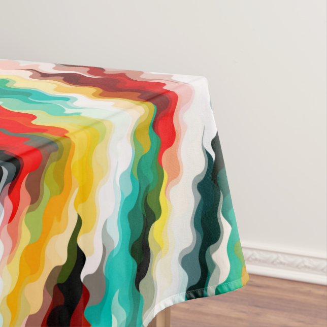 Brightly Coloured Crazy Colourful Abstract Pattern Tablecloth (In Situ)