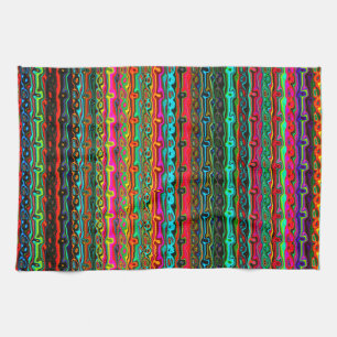 Brightly Coloured Crazy Colourful Abstract Pattern Tea Towel