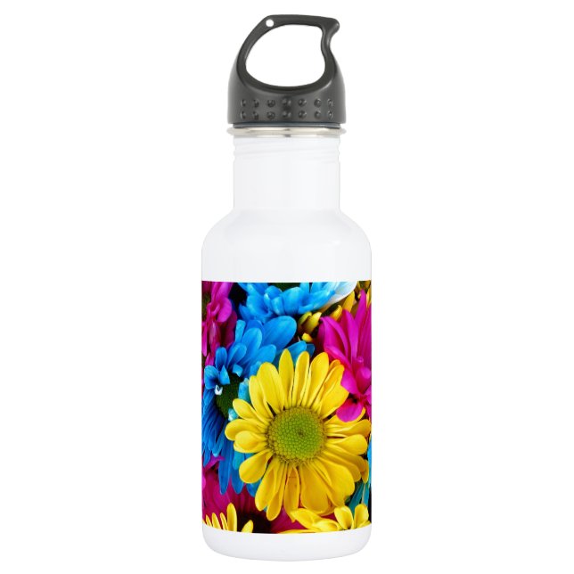 Brightly Coloured Daisies 532 Ml Water Bottle (Front)