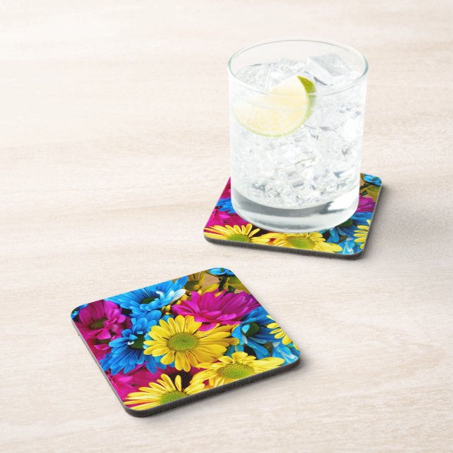 Brightly Coloured Daisies Coaster (Right Side)