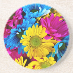 Brightly Coloured Daisies Coaster