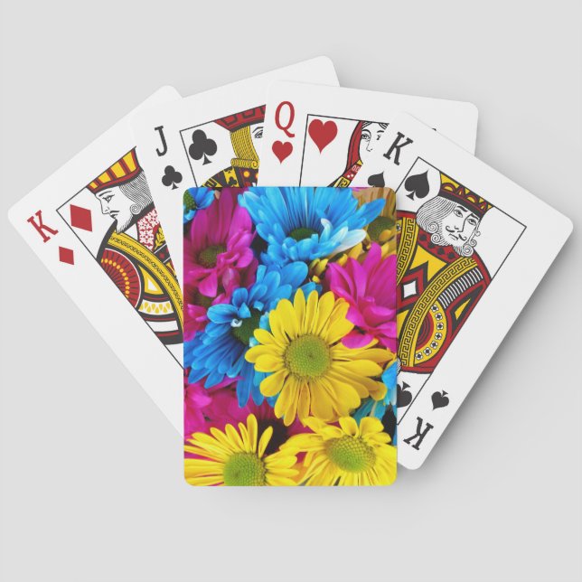 Brightly Coloured Daisies Playing Cards (Back)