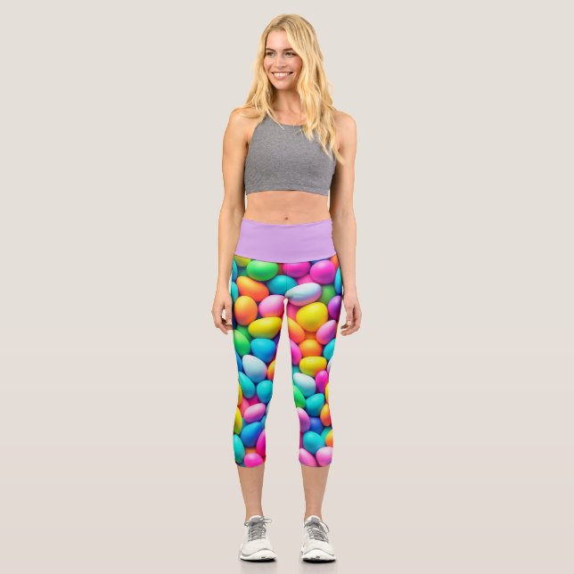 Brightly coloured Easter Egg/Spring  Capri Leggings (Front)