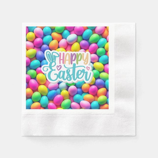 Brightly coloured Easter Egg/Spring  Napkin (Front)