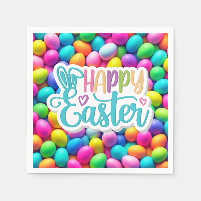 Brightly coloured Easter Egg/Spring  Napkin (Front)