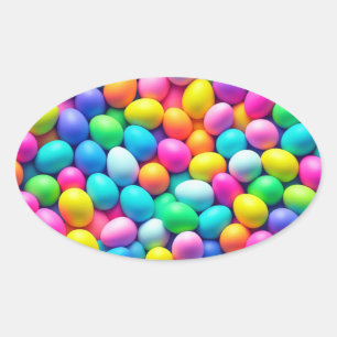Brightly coloured Easter Egg/Spring  Oval Sticker