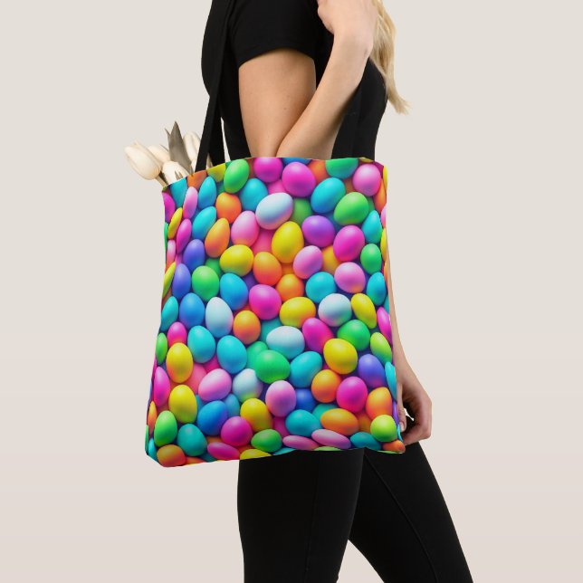 Brightly coloured Easter Egg/Spring  Tote Bag (Close Up)