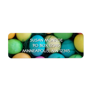 Brightly Coloured Easter Eggs in Basket Photo Return Address Label