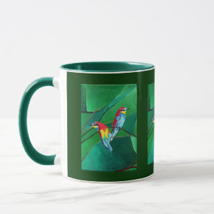 Brightly Coloured European Bee Eaters Geometric Ar Mug