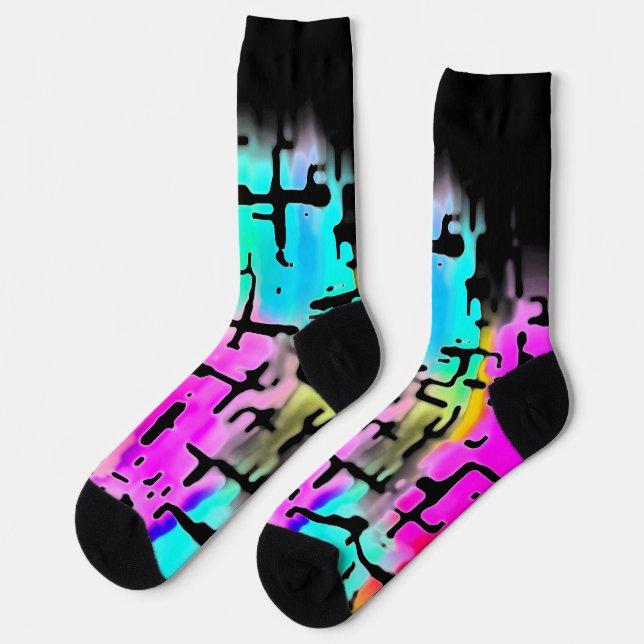 Brightly Coloured Funky Cool Abstract  Socks (Left)