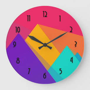 Brightly Coloured Geometric Triangles and Pyramids Large Clock