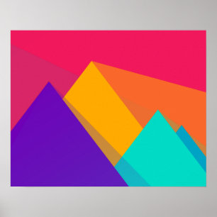 Brightly Coloured Geometric Triangles and Pyramids Poster