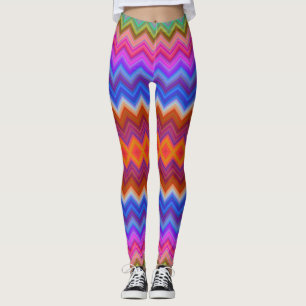 Brightly coloured leggings with a bold zigzag 