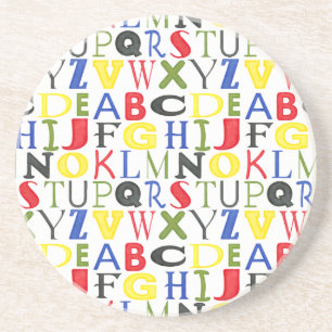 Brightly Coloured Letters by Megan Meagher Coaster