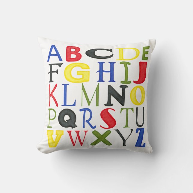 Brightly Coloured Letters by Megan Meagher Cushion (Front)