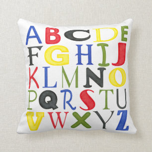 Brightly Coloured Letters by Megan Meagher Cushion