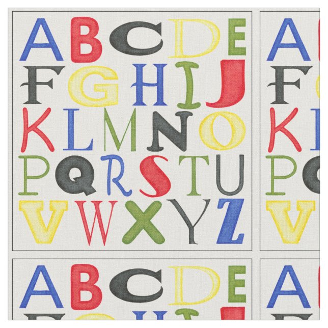 Brightly Coloured Letters by Megan Meagher Fabric (Close Up)