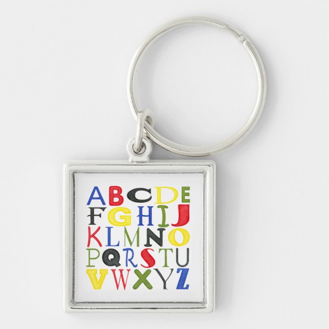Brightly Coloured Letters by Megan Meagher Key Ring (Front)