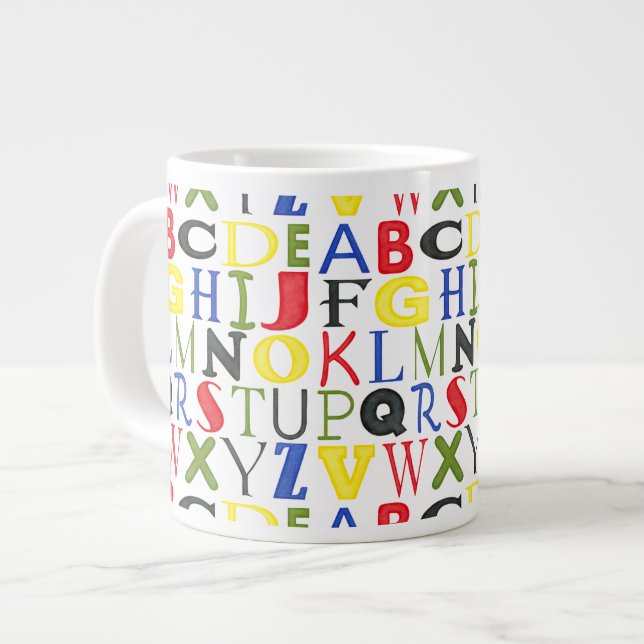 Brightly Coloured Letters by Megan Meagher Large Coffee Mug (Front Left)