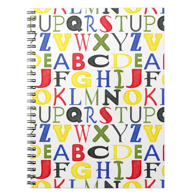 Brightly Coloured Letters by Megan Meagher Notebook (Front)
