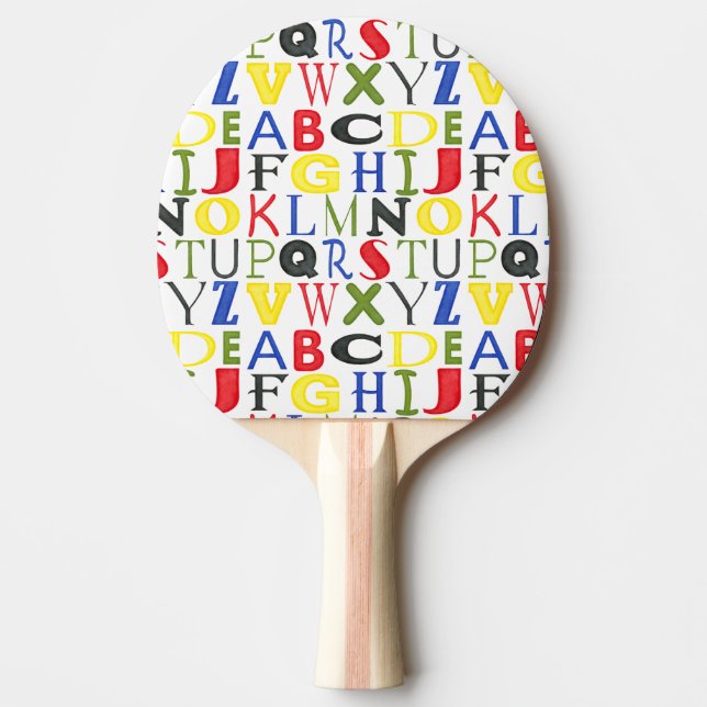 Brightly Coloured Letters by Megan Meagher Ping Pong Paddle (Front)