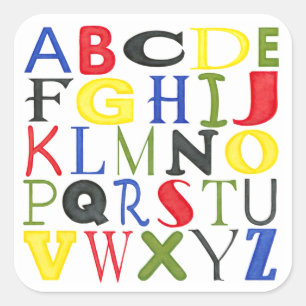 Brightly Coloured Letters by Megan Meagher Square Sticker