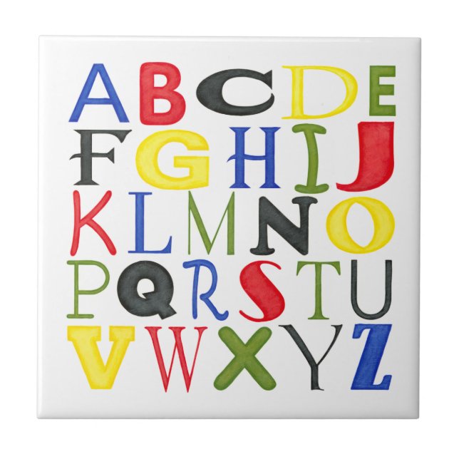 Brightly Coloured Letters by Megan Meagher Tile (Front)