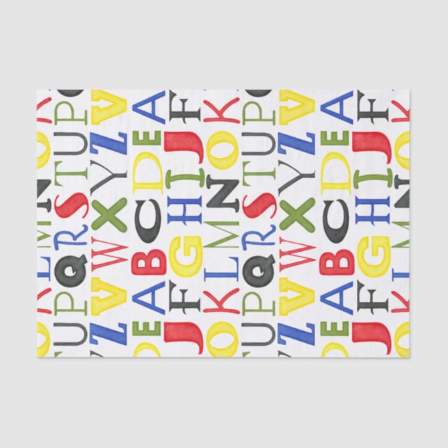 Brightly Coloured Letters by Megan Meagher Tissue Paper (Front)