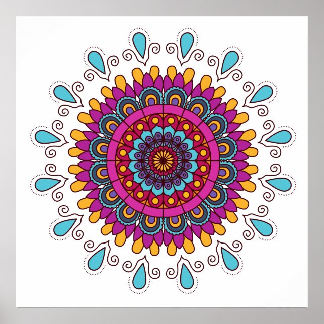 Brightly Coloured Mandala Poster (Front)