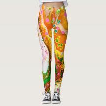 Brightly Coloured Marbled Abstract Swirl Leggings