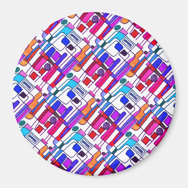 Brightly coloured modern abstract design  magnet (Front)