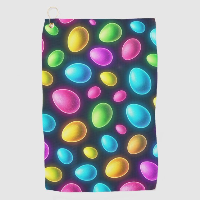 Brightly coloured/neon Easter Egg/Spring  Golf Towel (Front)