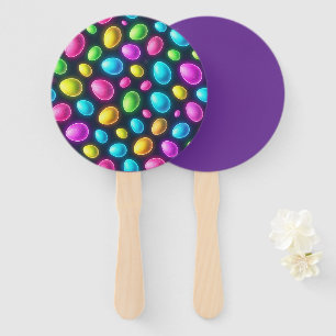 Brightly coloured/neon Easter Egg/Spring Hand Fan