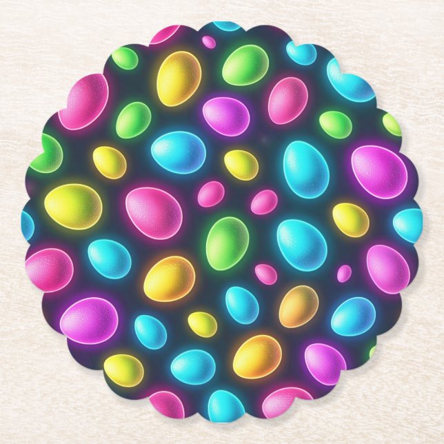 Brightly coloured/neon Easter Egg/Spring  Paper Coaster (Front)