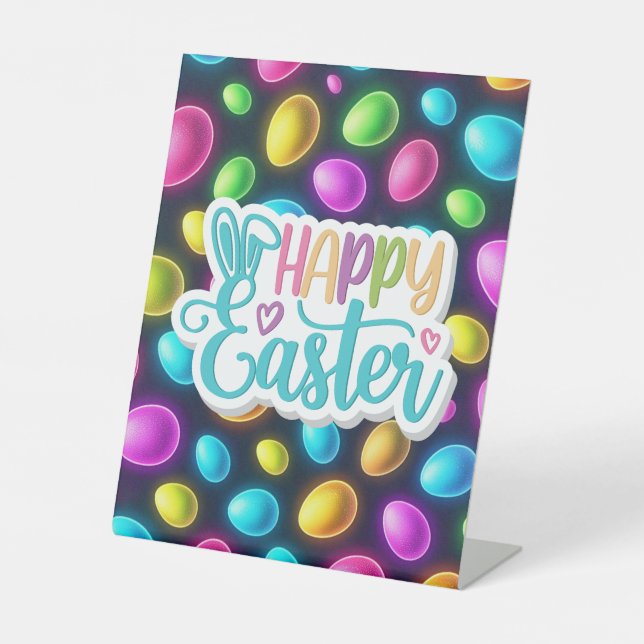 Brightly coloured/neon Easter Egg/Spring  Pedestal Sign (Front)
