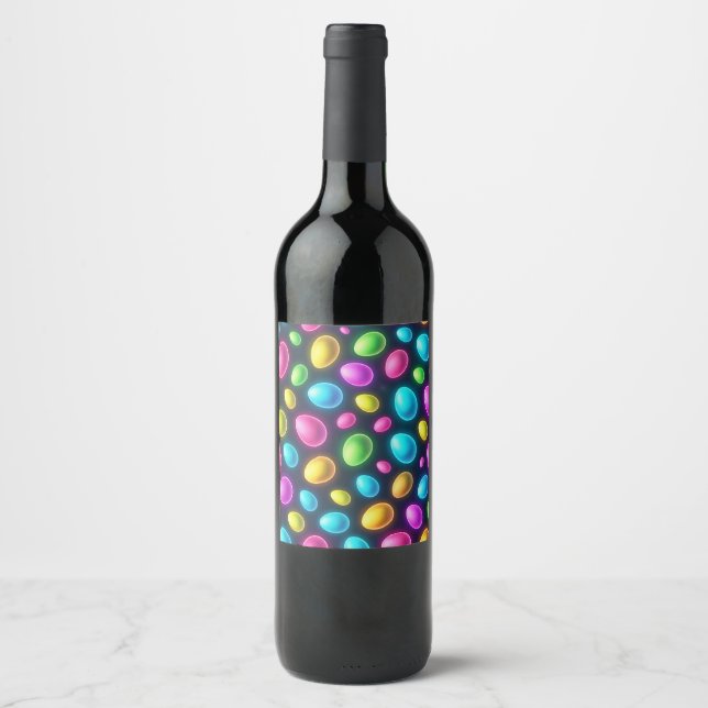 Brightly coloured/neon Easter Egg/Spring  Wine Label (Front)