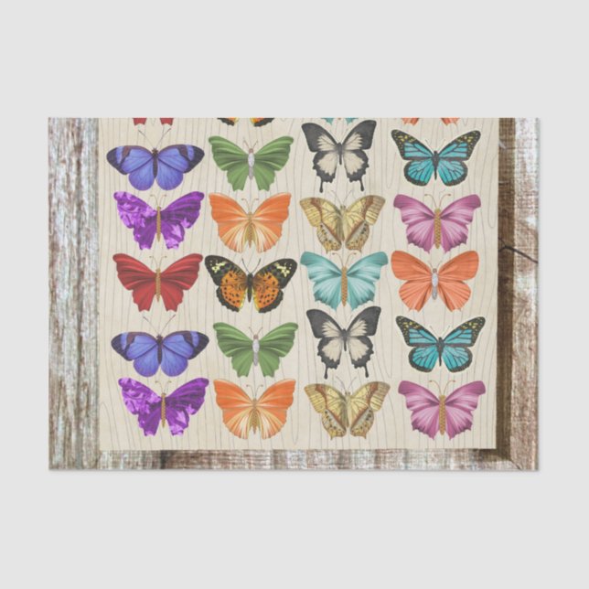 Brightly Coloured Pastel Butterflies  Tissue Paper (Front)