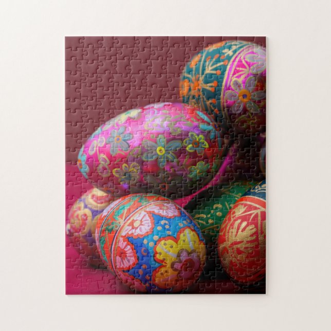Brightly-coloured pysanky Easter eggs with text sp Jigsaw Puzzle (Vertical)