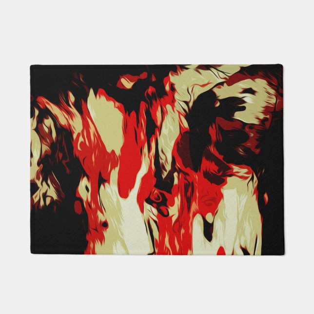 Brightly Coloured Red Yellow Black Abstract Patter Doormat (Front)