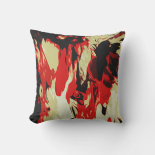 Brightly Coloured Red Yellow Black Abstract Patter Outdoor Cushion