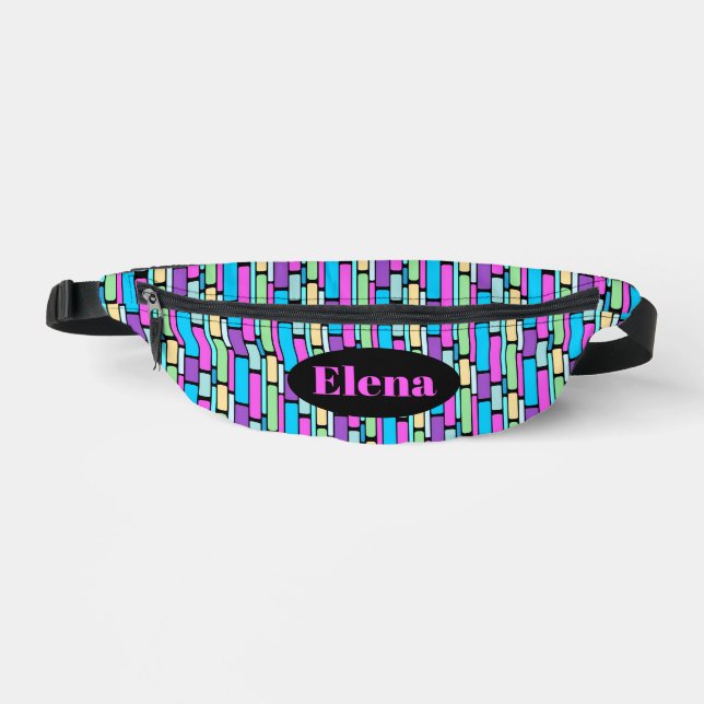 Brightly Coloured Retro Blocks Bum Bags (Front)