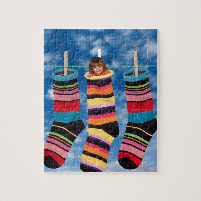 Brightly coloured socks jigsaw puzzle (Vertical)