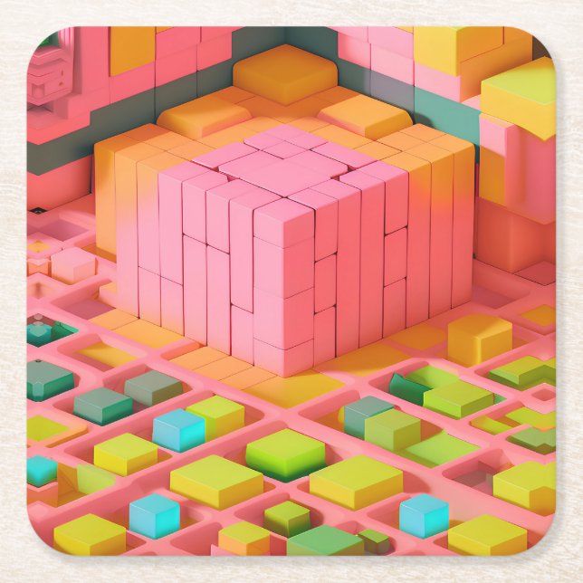 Brightly Coloured Sweetness Square Paper Coaster (Front)