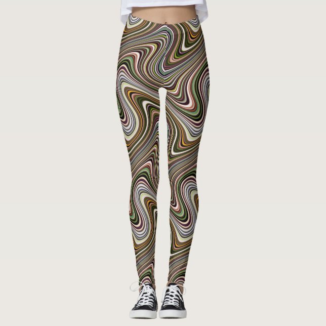 Brightly Coloured Unique Cool Pattern Leggings (Front)
