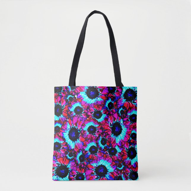 Brightly Colourful Floral Pattern Tote Bag (Front)