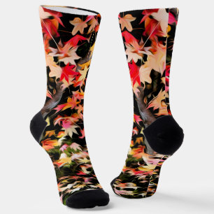 Brightly Colourful Maple Leaf Socks