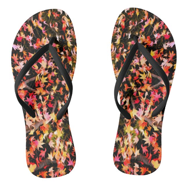 Brightly Colourful Maple Leaf Thongs (Footbed)